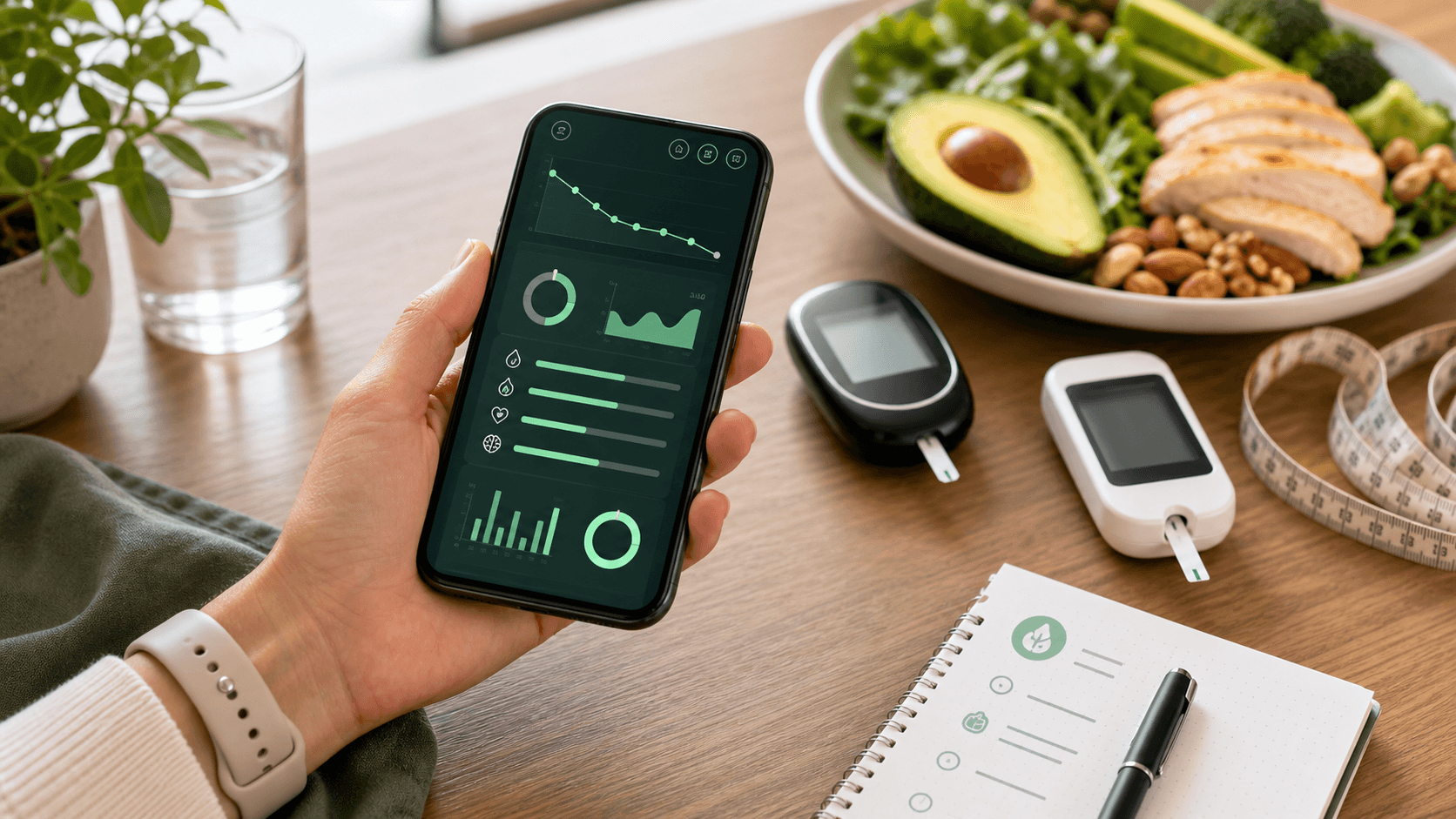 Aplicativo AraHealth acompanhando dados de metabolismo e alimentação